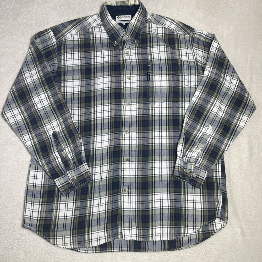 Columbia Men's XL Lightweight Flannel Button-Up Shirt Regular Fit Pockets EUC